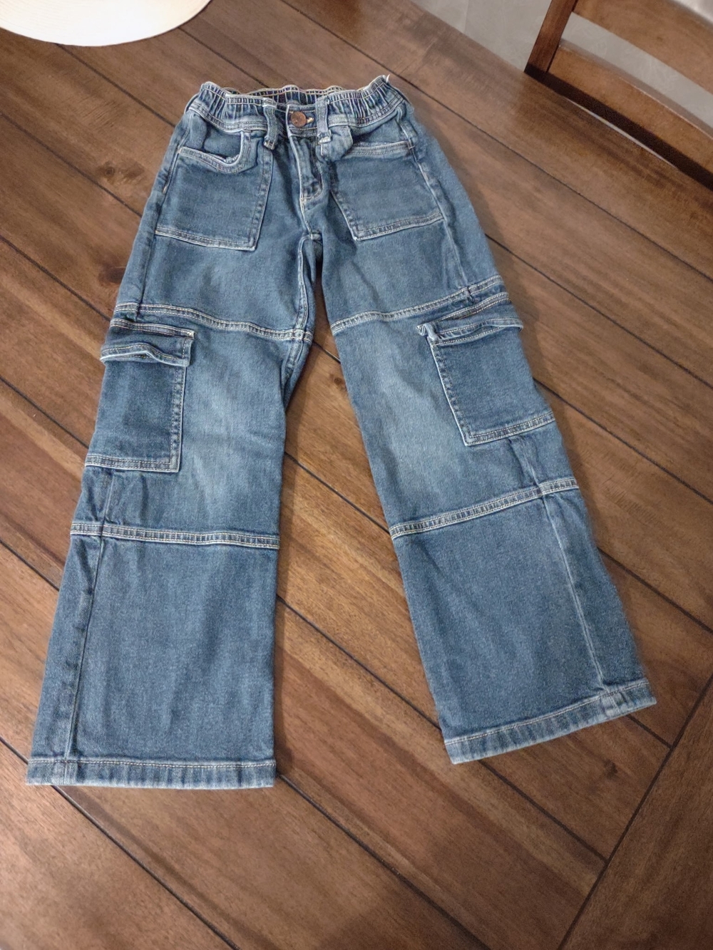 Justice Girls Cargo Wide Leg Jeans Blue Girls 8